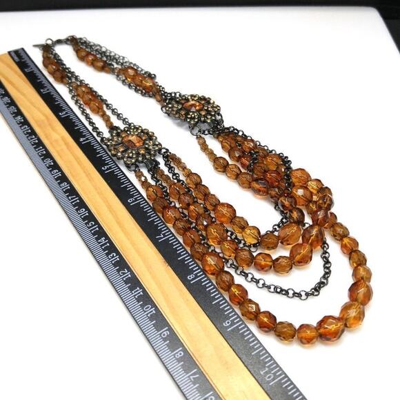 New York & Co. Topaz Beaded Rhinestone Necklace, Five Strands, 21 Inches - Picture 5 of 7